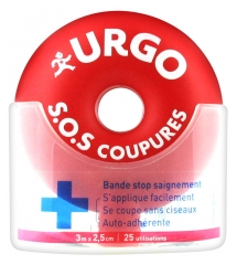Urgo S.O.S Coupures Bande Stop Saignement 3 m x 2,5 cm Urgo S.O.S Coupures Bande Stop Saignement 3 m x 2,5 cm