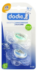 Dodie Silicone Anatomic Dummy +6 Months 2 x N°A36 Dodie Silicone Anatomic Dummy +6 Months 2 x N°A36