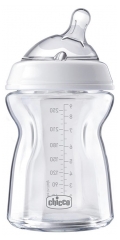 Chicco Natural Feeling Biberon Verre Débit Moyen 250 ml 1 Mois et + Chicco Natural Feeling Biberon Verre Débit Moyen 250 ml 1 Mois et +