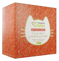 Les Tendances d'Emma Collection Eco Chou Kit Carrés Bébé et Gants de Change Coton Bio Biface Les Tendances d'Emma Collection Eco Chou Kit Carrés Bébé et Gants de Change Coton Bio Biface