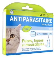 Vetoform Antiparasitaire Insectifuge Chat 3 Pipettes Vetoform Antiparasitaire Insectifuge Chat 3 Pipettes