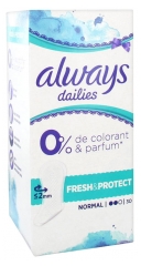 Always Dailies Normal Fresh & Protect Sin Perfume Sin Colorante 30 Protectores de Ropa Interior Always Dailies Normal Fresh & Protect Sin Perfume Sin Colorante 30 Protectores de Ropa Interior