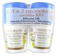 Sanoflore Vent de Citrus Déodorant Efficacité 24H Roll on Lot de 2 x 50 ml Sanoflore Vent de Citrus Déodorant Efficacité 24H Roll on Lot de 2 x 50 ml