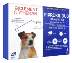 Clément Thékan Fiprokil Duo 67 mg/20 mg Chien 4 Pipettes Clément Thékan Fiprokil Duo 67 mg/20 mg Chien 4 Pipettes