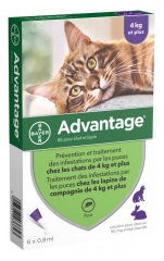 Bayer Advantage 80 Solution Antipuce Pour Chat et Lapin de 4kg et Plus 6 Pipettes Bayer Advantage 80 Solution Antipuce Pour Chat et Lapin de 4kg et Plus 6 Pipettes