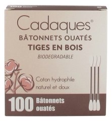 Cadaques 100 Bâtonnets Ouatés Tiges en Bois Cadaques 100 Bâtonnets Ouatés Tiges en Bois