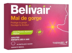 Belivair Mal de Gorge 24 Pastilles à Sucer Belivair Mal de Gorge 24 Pastilles à Sucer