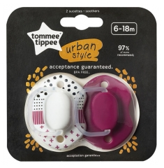 Tommee Tippee Urban Style 2 Sucettes 0 - 6 Mois Tommee Tippee Urban Style 2 Sucettes 0 - 6 Mois