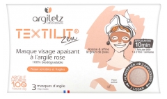 Argiletz Textilit Zen Masque Visage Apaisant à l'Argile Rose 3 Masques Argiletz Textilit Zen Masque Visage Apaisant à l'Argile Rose 3 Masques