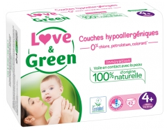 Love & Green Hypoallergenic Nappies 42 Nappies Size 4+ (9-20kg) Love & Green Hypoallergenic Nappies 42 Nappies Size 4+ (9-20kg)