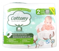 Cottony Couches avec du Coton Bio 38 Couches Taille 2 (3-6 kg) Cottony Couches avec du Coton Bio 38 Couches Taille 2 (3-6 kg)
