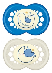 MAM Original Night 2 Phosphorescent Anatomic Silicon Soothers 6 Months + MAM Original Night 2 Phosphorescent Anatomic Silicon Soothers 6 Months +