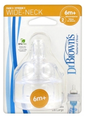 Dr Brown's 2 Tétines Silicone Col Large 6 Mois + Dr Brown's 2 Tétines Silicone Col Large 6 Mois +