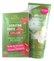 Biocyte Keratine Forte Full Spectrum 3 x 40 Gélules + Keratine Forte Shampoing 200 ml Biocyte Keratine Forte Full Spectrum 3 x 40 Gélules + Keratine Forte Shampoing 200 ml