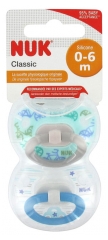 NUK Classic 2 Sucettes Physiologiques Silicone 0-6 Mois NUK Classic 2 Sucettes Physiologiques Silicone 0-6 Mois