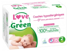Love & Green Couches Hypoallergéniques 36 Couches Taille 2 (3-6 kg) Love & Green Couches Hypoallergéniques 36 Couches Taille 2 (3-6 kg)