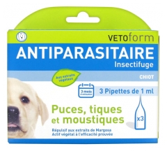 Vetoform Antiparasitaire Insectifuge Chiot 3 Pipettes Vetoform Antiparasitaire Insectifuge Chiot 3 Pipettes