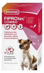 Beaphar Fiprotec Combo Spot-on Solution Dogs 2-10 kg 3 Pipettes of 0,67ml Beaphar Fiprotec Combo Spot-on Solution Dogs 2-10 kg 3 Pipettes of 0,67ml