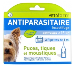 Vetoform Antiparasite Insect Repellent Pipettes Small Dog 3 Pipettes Vetoform Antiparasite Insect Repellent Pipettes Small Dog 3 Pipettes