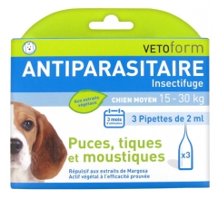 Vetoform Antiparasite Insect Repellent Medium Dog 3 Pipettes Vetoform Antiparasite Insect Repellent Medium Dog 3 Pipettes