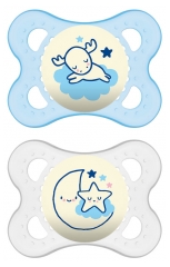 MAM Nuit 2 Sucettes Anatomique Silicone 0-6 Mois MAM Nuit 2 Sucettes Anatomique Silicone 0-6 Mois
