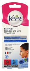 Veet Easy-Gel Wax Strips for Face Sensitive Skins 40 Strips Veet Easy-Gel Wax Strips for Face Sensitive Skins 40 Strips