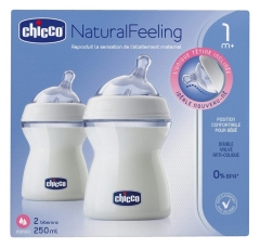 Chicco Natural Feeling 2 Biberons Débit Moyen 250 ml 1 Mois et + Chicco Natural Feeling 2 Biberons Débit Moyen 250 ml 1 Mois et +