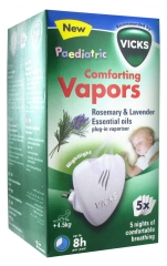 Vicks Paediatric Comforting Vapors + 5 Recharges Parfumées Romarin & Lavande Vicks Paediatric Comforting Vapors + 5 Recharges Parfumées Romarin & Lavande