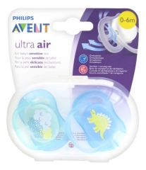 Avent 2 Orthodontic Silicone Soothers Ultra Air 0-6 Months Avent 2 Orthodontic Silicone Soothers Ultra Air 0-6 Months