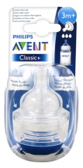 Avent 2 Tétines 3 trous à Débit Moyen 3 mois et + Avent 2 Tétines 3 trous à Débit Moyen 3 mois et +