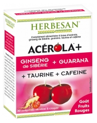 Herbesan Acérola + Ginseng + Guarana + Taurine + Caféine 30 Comprimés Herbesan Acérola + Ginseng + Guarana + Taurine + Caféine 30 Comprimés