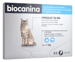 Biocanina Fiprocat 50mg Solution Spot-On Cats 3 Pipettes of 0,5ml