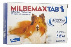 Elanco Milbemax Tab Vermifuge Spectre Large Pour Chiens de + 5 kg 2 Comprimés Elanco Milbemax Tab Vermifuge Spectre Large Pour Chiens de + 5 kg 2 Comprimés