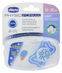 Chicco Physio Forma Light 2 Phosphorescent Silicone Soothers 16-36 Months Chicco Physio Forma Light 2 Phosphorescent Silicone Soothers 16-36 Months