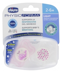 Chicco Physio Forma Light 2 Phosphorescent Silicone Soothers 2-6 Months Chicco Physio Forma Light 2 Phosphorescent Silicone Soothers 2-6 Months