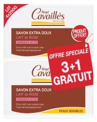 Rogé Cavaillès Extra-Mild Superfatted Soap Rose Milk 3 x 250g + 1 Free Rogé Cavaillès Extra-Mild Superfatted Soap Rose Milk 3 x 250g + 1 Free
