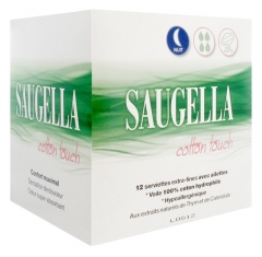 Saugella Cotton Touch Nuit 12 Serviettes Extra-Fines avec Ailettes Saugella Cotton Touch Nuit 12 Serviettes Extra-Fines avec Ailettes