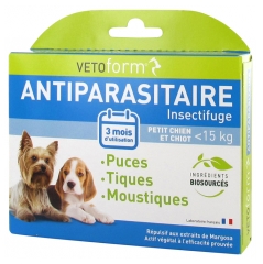 Vetoform Antiparasitaire Pipettes Insectifuges Petit Chien 3 Pipettes Vetoform Antiparasitaire Pipettes Insectifuges Petit Chien 3 Pipettes