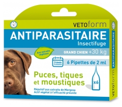 Vetoform Antiparasitaire Insectifuge Grand Chien 6 Pipettes Vetoform Antiparasitaire Insectifuge Grand Chien 6 Pipettes