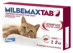 Elanco Milbemax Tab Vermifuge Spectre Large Pour Chats de + 2 kg 2 Comprimés Elanco Milbemax Tab Vermifuge Spectre Large Pour Chats de + 2 kg 2 Comprimés