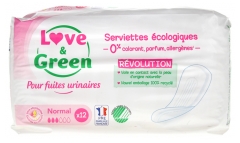 Love & Green pour Fuites Urinaires Serviettes Hypoallergéniques Normal 12 Serviettes Love & Green pour Fuites Urinaires Serviettes Hypoallergéniques Normal 12 Serviettes