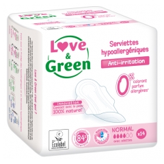 Love & Green Serviettes Hypoallergéniques Normal 14 Serviettes Love & Green Serviettes Hypoallergéniques Normal 14 Serviettes