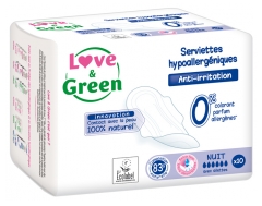 Love & Green Serviettes Hypoallergéniques Nuit 10 Serviettes Love & Green Serviettes Hypoallergéniques Nuit 10 Serviettes