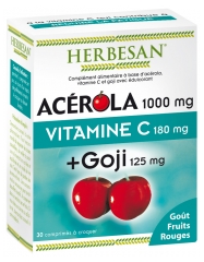 Herbesan Acérola 1000 mg Vitamine C 180 mg + Goji 125 mg 30 Comprimés Herbesan Acérola 1000 mg Vitamine C 180 mg + Goji 125 mg 30 Comprimés