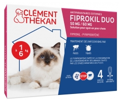 Clément Thékan Fiprokil Duo 50 mg/60 mg Chat 4 Pipettes Clément Thékan Fiprokil Duo 50 mg/60 mg Chat 4 Pipettes