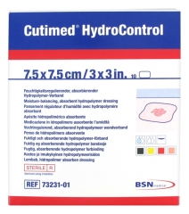 BSN Medical Cutimed HydroControl 10 Feuchtigkeitsregulierende Verbände mit Hydropolymer-Absorptionsmittel 7,5 cm x 7,5 cm BSN Medical Cutimed HydroControl 10 Feuchtigkeitsregulierende Verbände mit Hydropolymer-Absorptionsmittel 7,5 cm x 7,5 cm