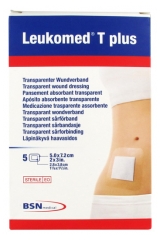 BSN medical Leukomed T Plus 5 Pansements Absorbants Transparents Moyen Format 5 x 7.2 cm BSN medical Leukomed T Plus 5 Pansements Absorbants Transparents Moyen Format 5 x 7.2 cm
