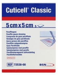 BSN medical Cuticell Classic 5 Compresses de Gaze Paraffinée 5 cm x 5 cm BSN medical Cuticell Classic 5 Compresses de Gaze Paraffinée 5 cm x 5 cm