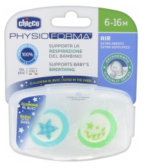 Chicco Physio Forma Air 2 Sucettes Silicone Phosphorescentes 6-16 Mois Chicco Physio Forma Air 2 Sucettes Silicone Phosphorescentes 6-16 Mois