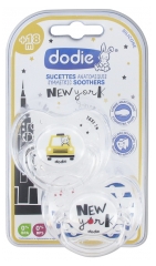 Dodie 2 Sucettes Anatomiques Silicone Motif Ville 18 Mois et + Dodie 2 Sucettes Anatomiques Silicone Motif Ville 18 Mois et +